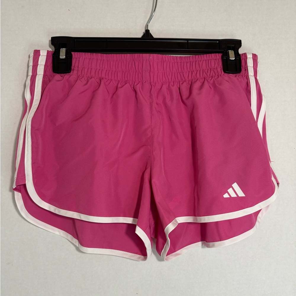 Adidas Womens Sz Small Marathon 20 M20 Running Shorts Pink Lined Pocket Athletic